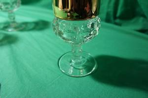 lot 35 image: Gorgeous Gold and Thumbprint Crystal Goblets