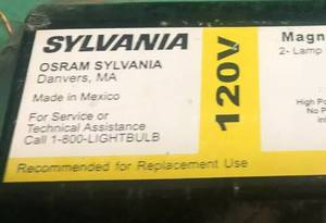 lot 200 image: Sylvania MB2x40120 RS 120 Volt Magnetic Ballast (2 Lamp Rapid Start MB)