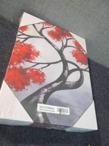 5 PC Canvas Art BLACK WHITE RED Tre...