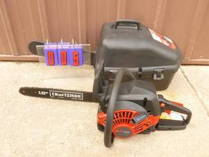 Craftsman 16 gas chainsaw with case. Lightly used. Tested & works. As shown.