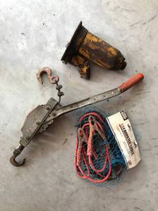 lot 95 image: Winch, Jumper cables , and Floor jack
