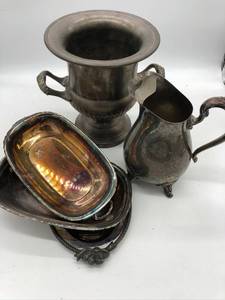 lot 308 image: &nbspLot of Pewter & Stainless Steel Serving ware