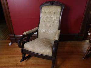 lot 5 image: Hand Carved Antique Rocking Arm Chair