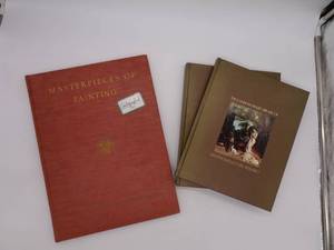 lot 10 image: Lot of painting and scupture books including 1944  signed 1st edtition Master pieces of Painting  by the National gallery of artists.