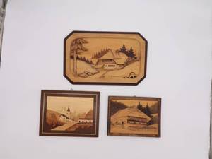 lot 14 image: Vintage German Landscape Wood Carvings