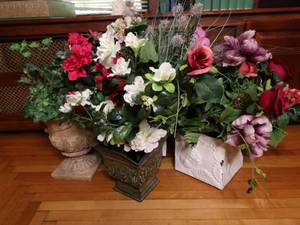 lot 37 image: Assorted Lot of Planters Some with Artificial Plants