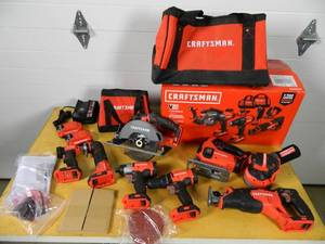 lot 15 image: New Craftsman 8 Tool V20 Lithium Ion Combo