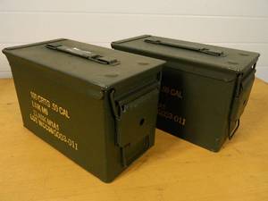 lot 122 image: 2 Metal 50 Cal Military Surplus Ammo Cans