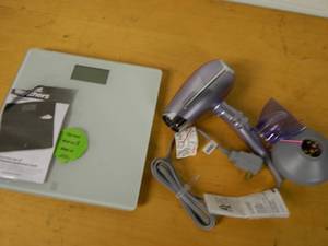 lot 203 image: New Weight Watchers Scale and John Frieda Hair Dryer