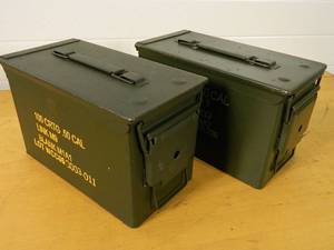 lot 221 image: Pair of 50 Cal. US Military Ammo Cans