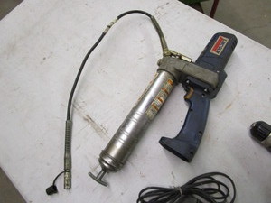 lot 70 image: Drill, Flashlight, Grease Gun, Fish Tape