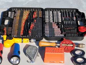lot 35 image: Battery Charger with an Awesome 246 pc Drill Bit Set & Misc Tools