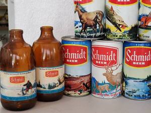 lot 66 image: Vintage Schmidt Beer Bottle & Can Collection