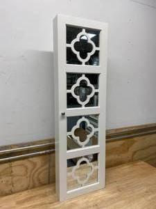 lot 36 image: STYLEWELL White Wood Inset Jewelry Mirror with Wall Mount (14 in W. X 47 in H.)