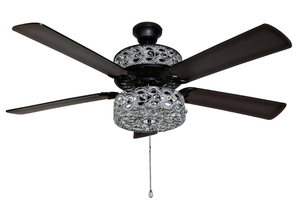 lot 43 image: RIVER OF GOODS Gracie Grand 52 in. Silver with Clear Crystal LED Ceiling Fan With Light