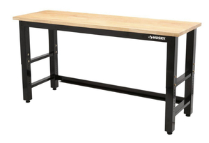 lot 54 image: HUSKY 6 ft. Adjustable Height Solid Wood Top Workbench