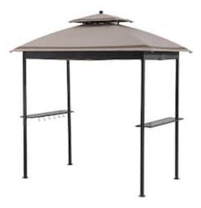 lot 59 image: SUNJOY Brown Metal Rectangle Grill Gazebo.  (Exterior 5-ft x 8-ft)