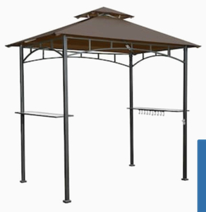 lot 63 image: SUNJOY Brown Metal Rectangle Grill Gazebo.  (Exterior 5-ft x 8-ft)