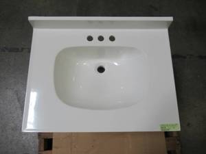 lot 104 image: Kohler Tresham 24 in. W x 18-14 in. D Vanity in Linen White with Vitreous China Vanity Top in White with White Basin 26041WA297980
