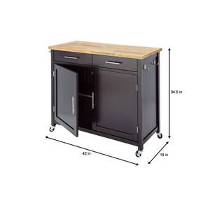 lot 106 image: Stylewell Glenville Black Kitchen Cart with 2 Drawers SK17787Cr2-EBB