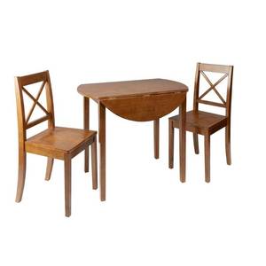 lot 109 image: Silverwood Furniture Reimagined Murphy 3-Piece Brown Drop Leaf Dining Set with X-Back Chairs CPFD1170-SET