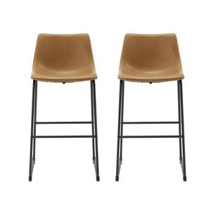 lot 111 image: Walker Edison 30 Faux Leather Bar Stool 2 pack - Whiskey Brown (FPU-31) HDHL30WB