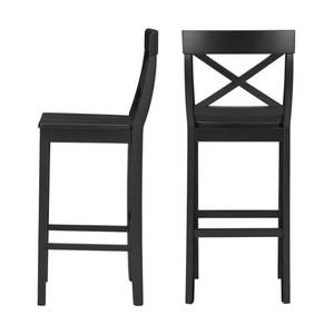 lot 115 image: Stylewell Cedarville Black Wood Bar Stool with Cross Back (Set of 2) (19.42 in. W x 44.15 in. H) DC 2005 BAR-B