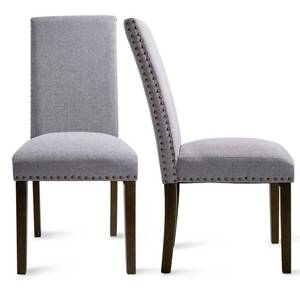 lot 143 image: Harper & Bright Designs Light Grey Upholstered Dining Chairs (Set of 2) WF189457EAA