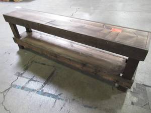 lot 232 image: Rustic Dark Walnut Contemporary Farmhouse Solid Wood Bench