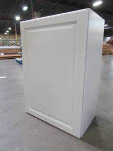 lot 234 image: Hampton Bay Elgin Assembled 21x30x12 in. Wall Kitchen Cabinet in White - Damage on Back Wall.