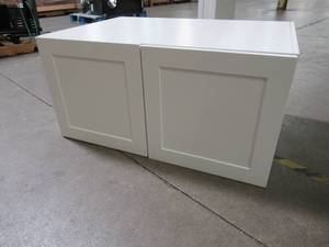 lot 236 image: Hampton Bay Cambridge Shaker Assembled 36x18x24.5 in. Refrigerator Wall Cabinet with 2 Soft Close Doors in White - Slight Scratches
