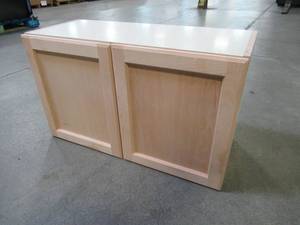 lot 238 image: Hampton Bay Assembled 30 in. x 18 in. x 12.62 in. Easthaven Wall Cabinet in Unfinished German Beech - Slight Scratches.