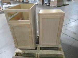 lot 239 image: 2 Hampton Bay Unfinished Kitchen Cabinets - Some Damage