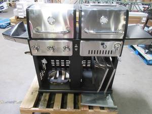 lot 242 image: Royal Gourmet 3-Burner Propane Gas and Charcoal Combo Grill, ZH3002 - Dented Side Tables