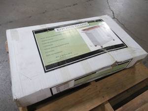 lot 302 image: Nantucket 38 Rolling Kitchen Island Cart In White With Solid Wooden Top, KTISLD 2DR2DRW RK WH - May be missing some hardware and WORK AREA TOP PIECE