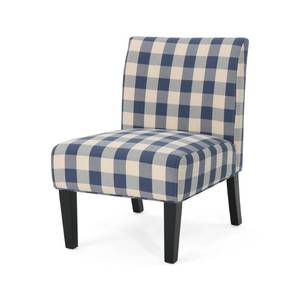 lot 317 image: Noble House Aberjona Farmhouse Blue and White Checkerboard Fabric Accent Chair, 42727