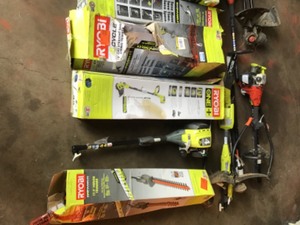 lot 19 image: RYOBI OUTDOOR ASSORTED TOOLSTRIMMERS CUSTOMER RETURN SEE PICS