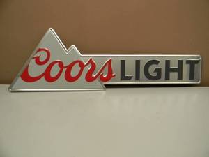 lot 8 image: COORS LIGHT TIN SIGN - APPROX 35 BY 12 - SEE PICTURES