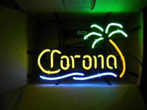 lot 18 image: NEW IN BOX ONLY OPENED FOR PICTURES - CORONA PALM TREE NEON LIGHT - ANOTHER AWESOME PIECE FOR THE CAVE - APPROX 17 BY 11 - SEE PICTURES