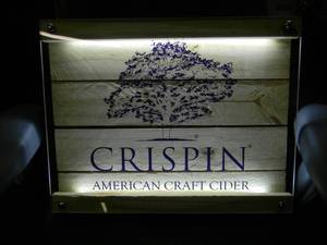 lot 19 image: NEW IN BOX ONLY OPENED FOR PICTURES - CRISPIN AMERICAN CRAFT CIDER LED LIGHT - ANOTHER AWESOME PIECE FOR THE CAVE - APPROX 18 BY 14 - SEE PICTURES
