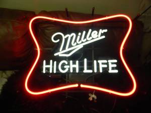 lot 27 image: NEW IN BOX ONLY OPENED FOR PICTURES - MILLER HIGH LIFE NEON LIGHT  - ANOTHER AWESOME PIECE FOR THE CAVE - APPROX 25 BY 20 - SEE PICTURES