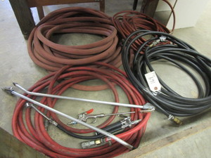 lot 169 image: AIR AND WATER HOSES WITH NOZZLESFITTINGS SHOWN