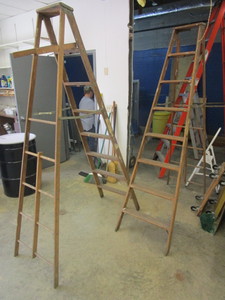 lot 178 image: TWO WOODEN LADDERS
