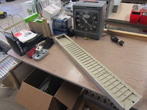 lot 183 image: TIME CLOCKS, CARD RACK, INFRARED PHOTO RELAY ALARMS AND MORE