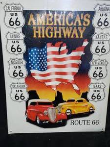lot 98 image: Route 66 Americas Highway Tin Sign