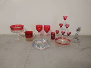 lot 37 image: Collection of Vintage Cranberry Glass