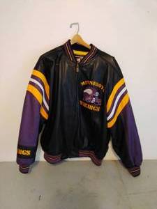 lot 62 image: Minnesota Vikings Leather Jacket (Size XL)