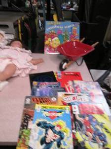 lot 67 image: Mini Wheelbarrow, Pac Man Record In...
