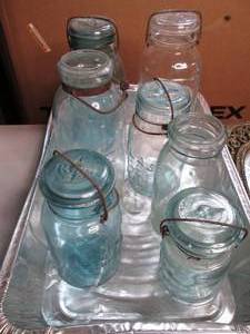 lot 72 image: Vintage Glass Bottles Some are Blu...