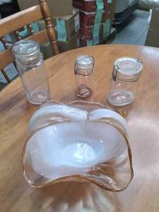 lot 52 image: Vintage Glass Containers One is Ho...